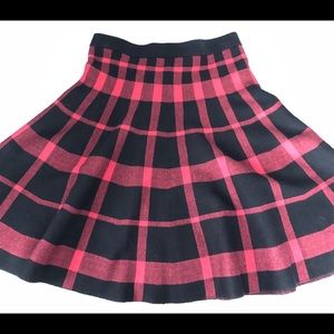 SOLD - Red & Black Plaid Flare Skirt